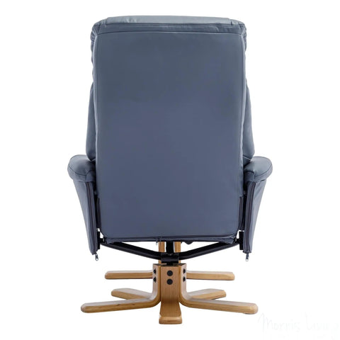 The Hawaii - Swivel Recliner Chair & Matching Footstool in Petrol Blue Genuine Leather Morris Living - image 9