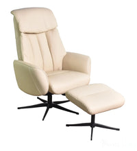 The Indiana Genuine Leather Swivel Recliner Chair in Cream with Black Star base - Refurbished Morris Living
