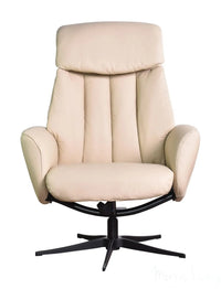 The Indiana Genuine Leather Swivel Recliner Chair in Cream with Black Star base - Refurbished Morris Living