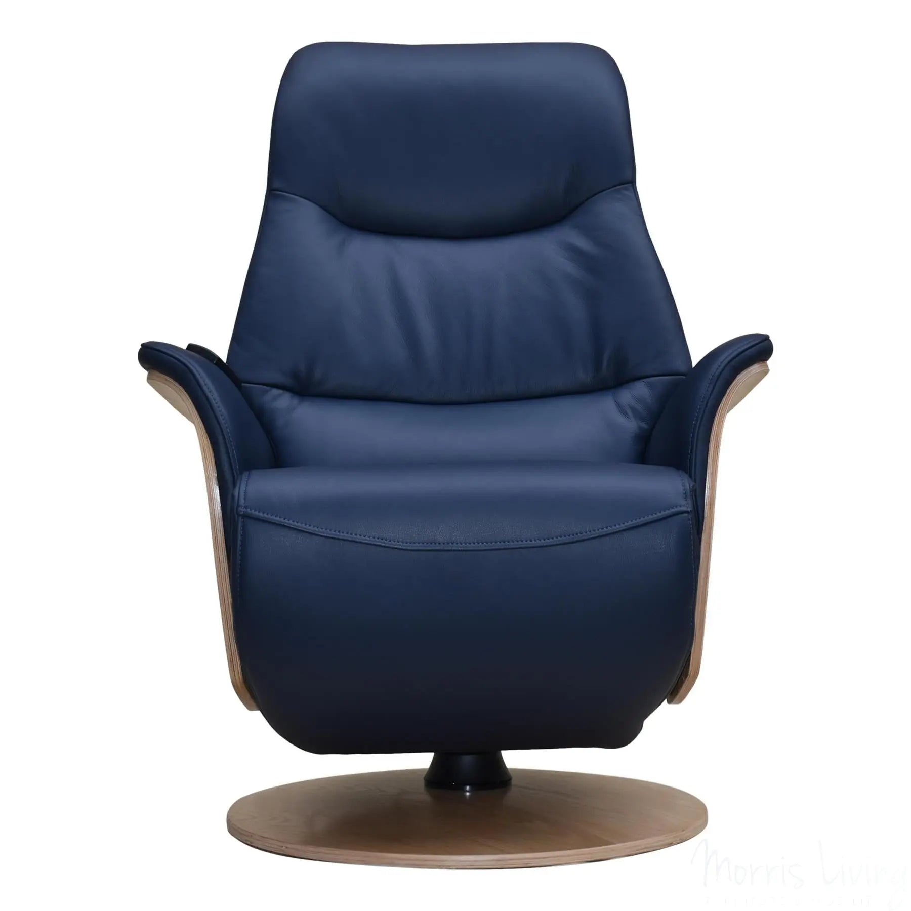 The Iowa - Stunning Electric Leather Recliner with Integrated Footstool & Wireless Remote - Navy Morris Living