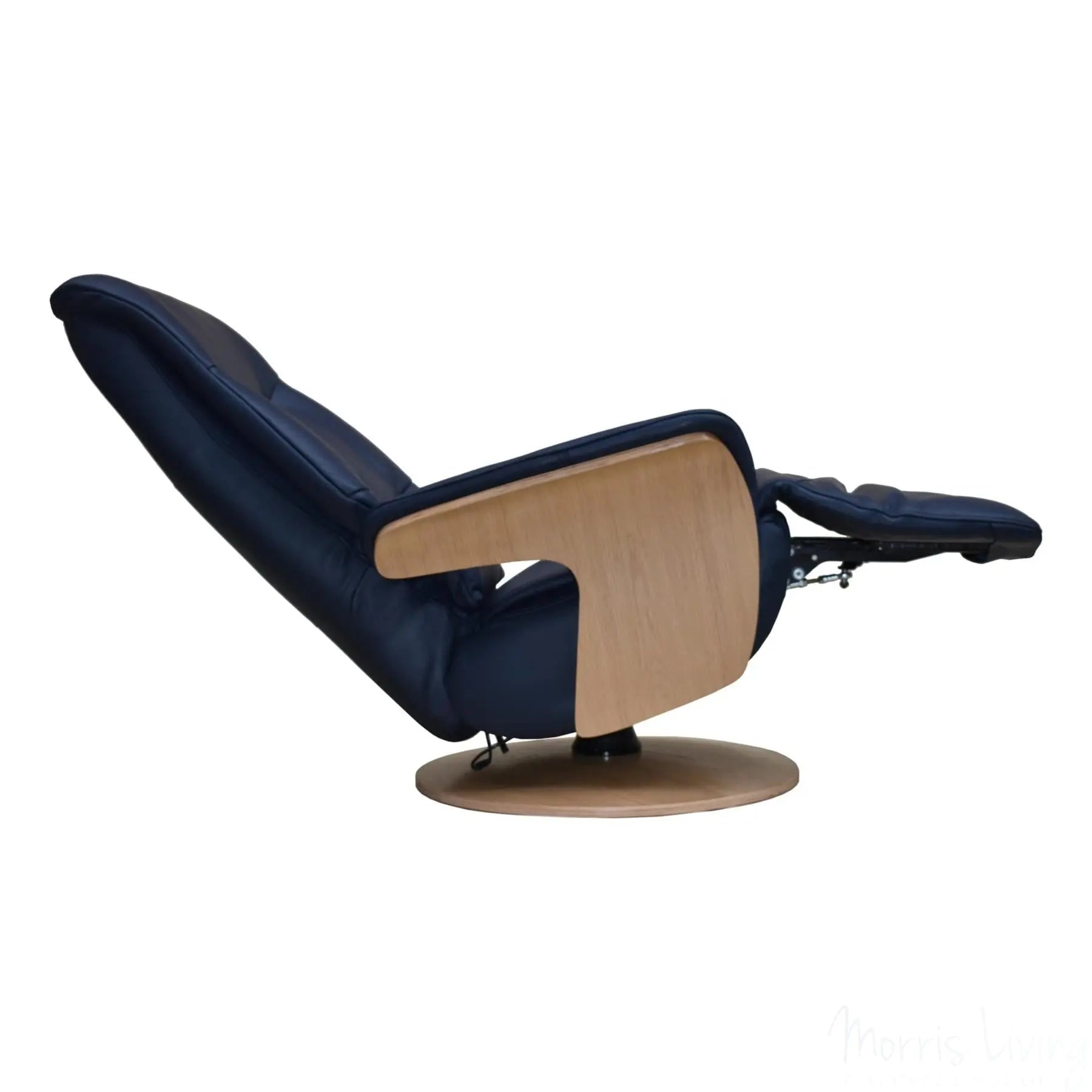 The Iowa - Stunning Electric Leather Recliner with Integrated Footstool & Wireless Remote - Navy Morris Living