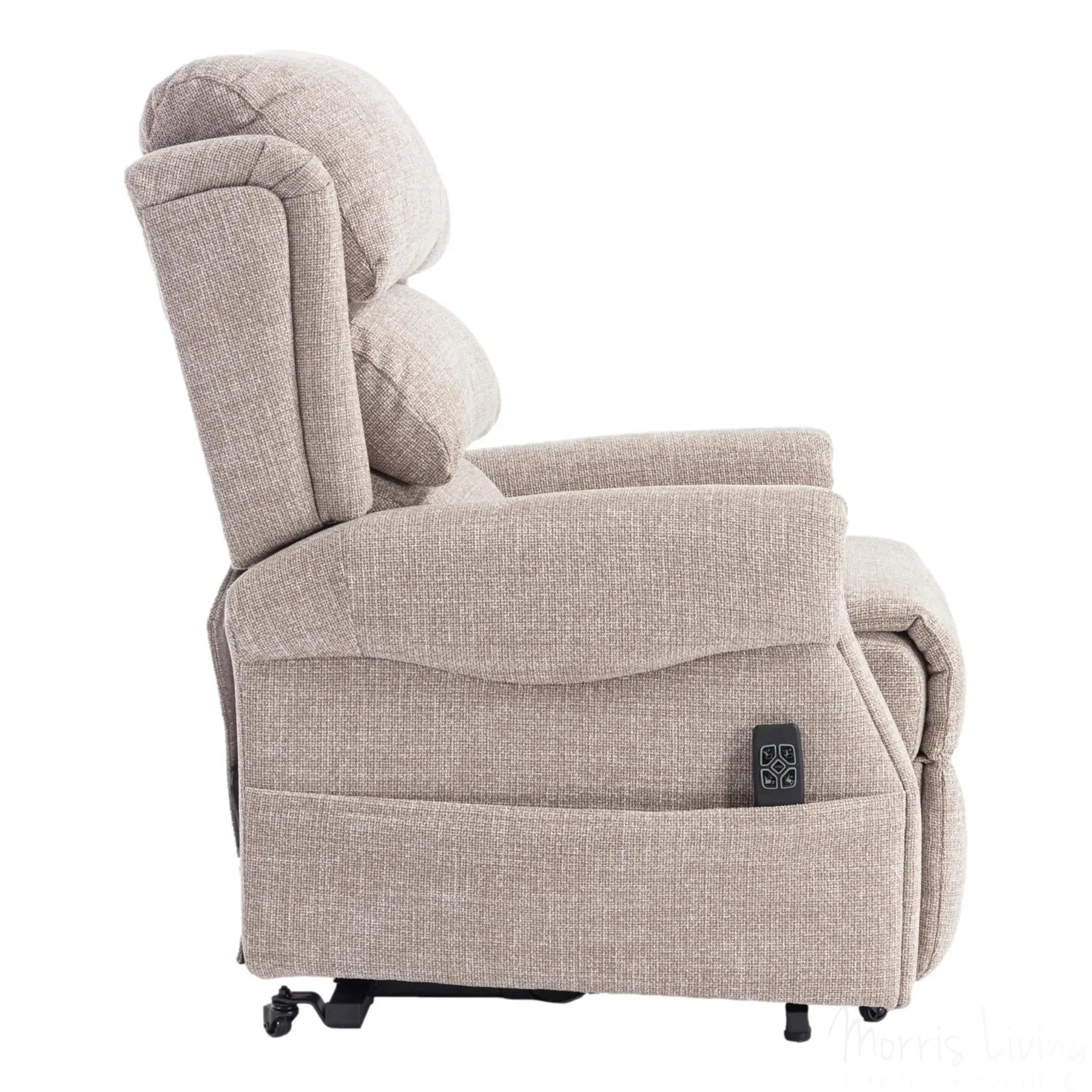 The Luxembourg - Dual Motor Riser Rec liner Mobility Chair in Cha Cha Oat Fabric Morris Living