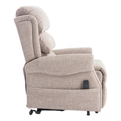 The Luxembourg - Dual Motor Riser Rec liner Mobility Chair in Cha Cha Oat Fabric Morris Living