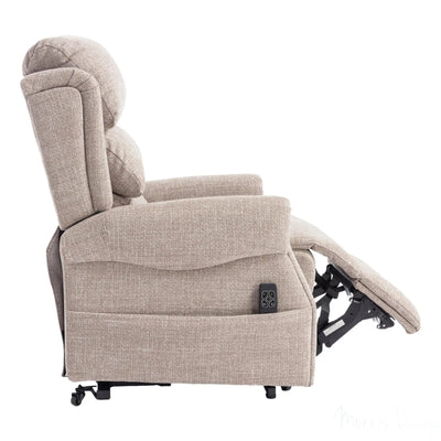 The Luxembourg - Dual Motor Riser Rec liner Mobility Chair in Cha Cha Oat Fabric Morris Living