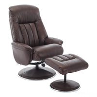 The Lyon - Genuine Leather Swivel Recliner Chair & Footstool in Brown Morris Living