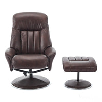 The Lyon - Genuine Leather Swivel Recliner Chair & Footstool in Brown Morris Living