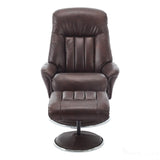 The Lyon - Genuine Leather Swivel Recliner Chair & Footstool in Brown Morris Living - thumbnail 4