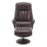 The Lyon - Genuine Leather Swivel Recliner Chair & Footstool in Brown Morris Living