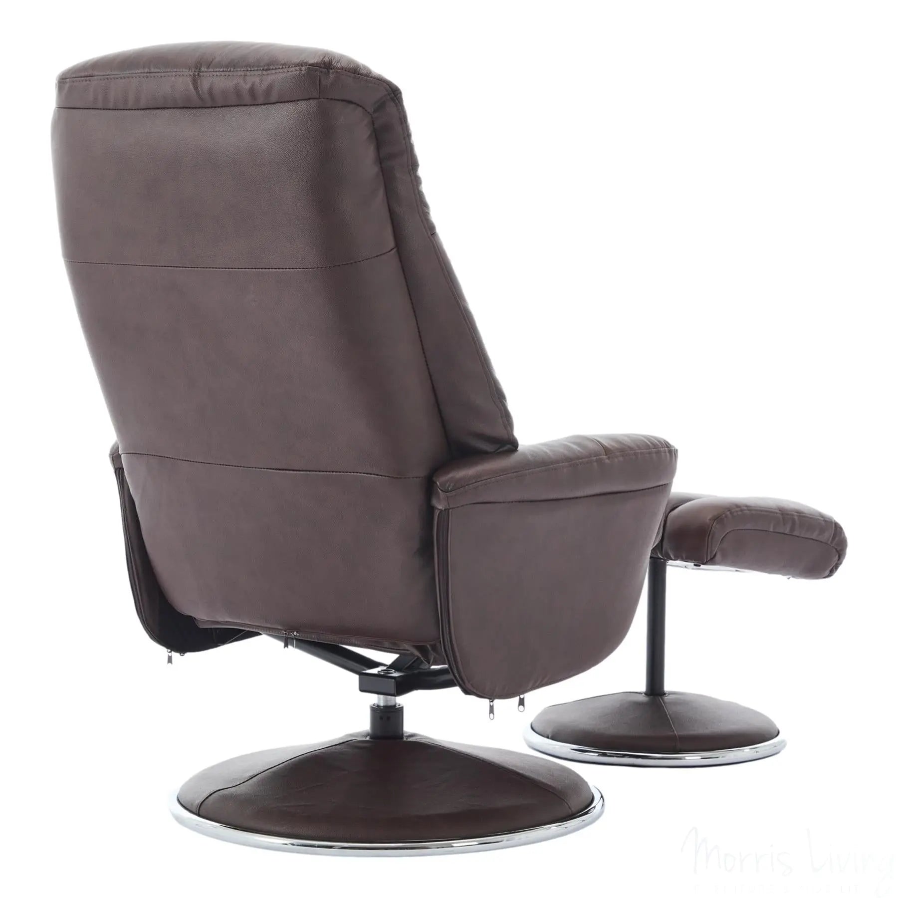 The Lyon - Genuine Leather Swivel Recliner Chair & Footstool in Brown Morris Living