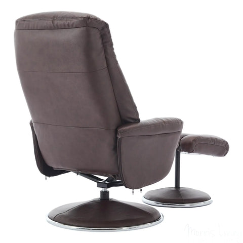 The Lyon - Genuine Leather Swivel Recliner Chair & Footstool in Brown Morris Living - image 8