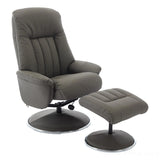 The Lyon - Genuine Leather Swivel Recliner Chair & Footstool in Cinder Grey Morris Living - thumbnail 1