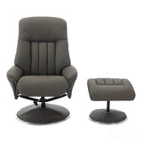 The Lyon - Genuine Leather Swivel Recliner Chair & Footstool in Cinder Grey Morris Living - thumbnail 2