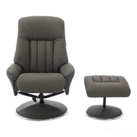 The Lyon - Genuine Leather Swivel Recliner Chair & Footstool in Cinder Grey Morris Living