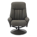 The Lyon - Genuine Leather Swivel Recliner Chair & Footstool in Cinder Grey Morris Living - thumbnail 3