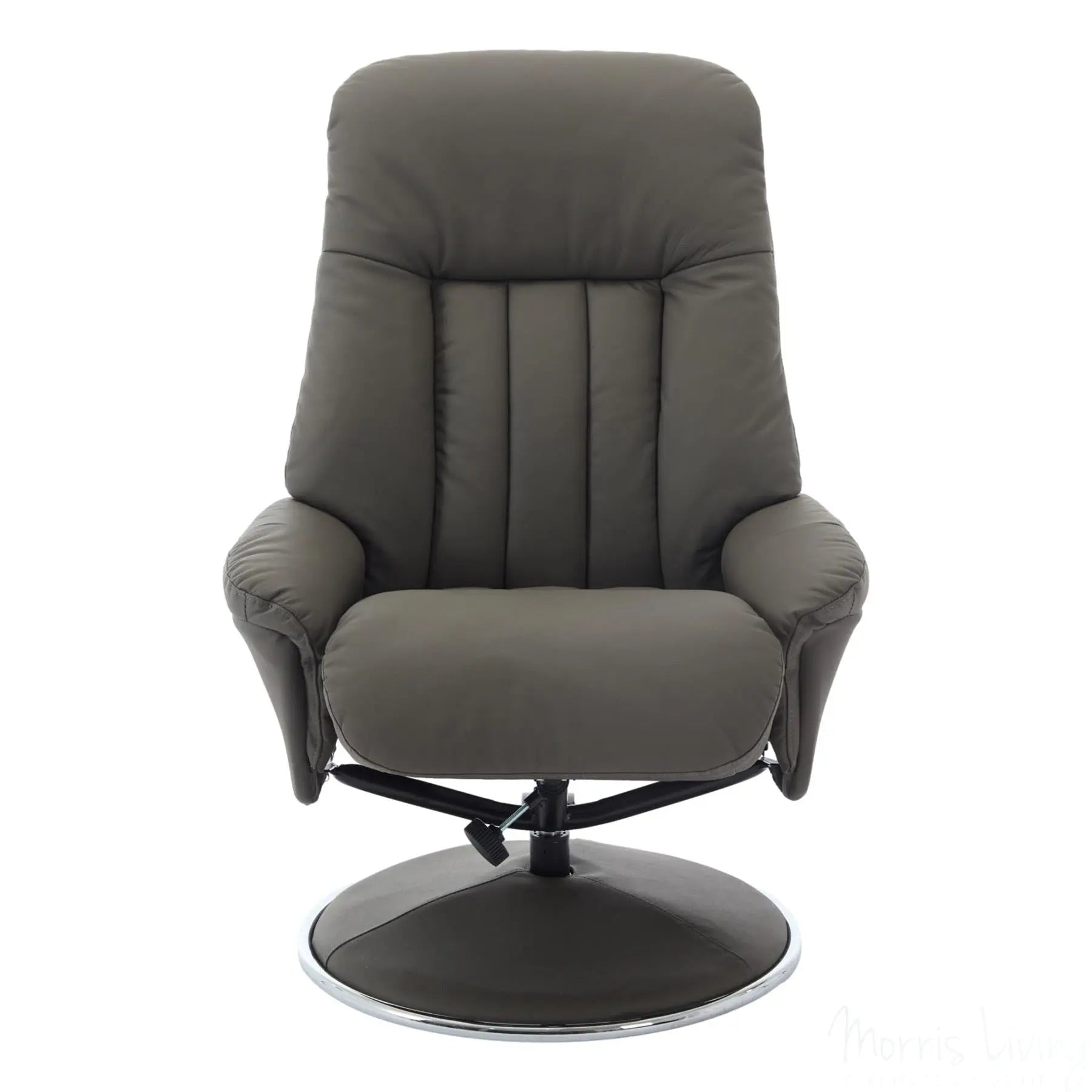 The Lyon - Genuine Leather Swivel Recliner Chair & Footstool in Cinder Grey Morris Living