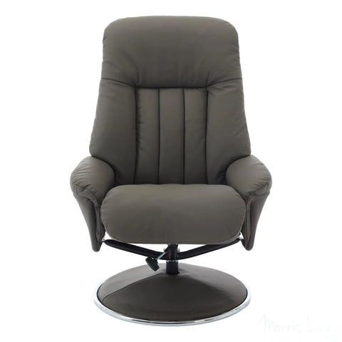 The Lyon - Genuine Leather Swivel Recliner Chair & Footstool in Cinder Grey Morris Living - image 3