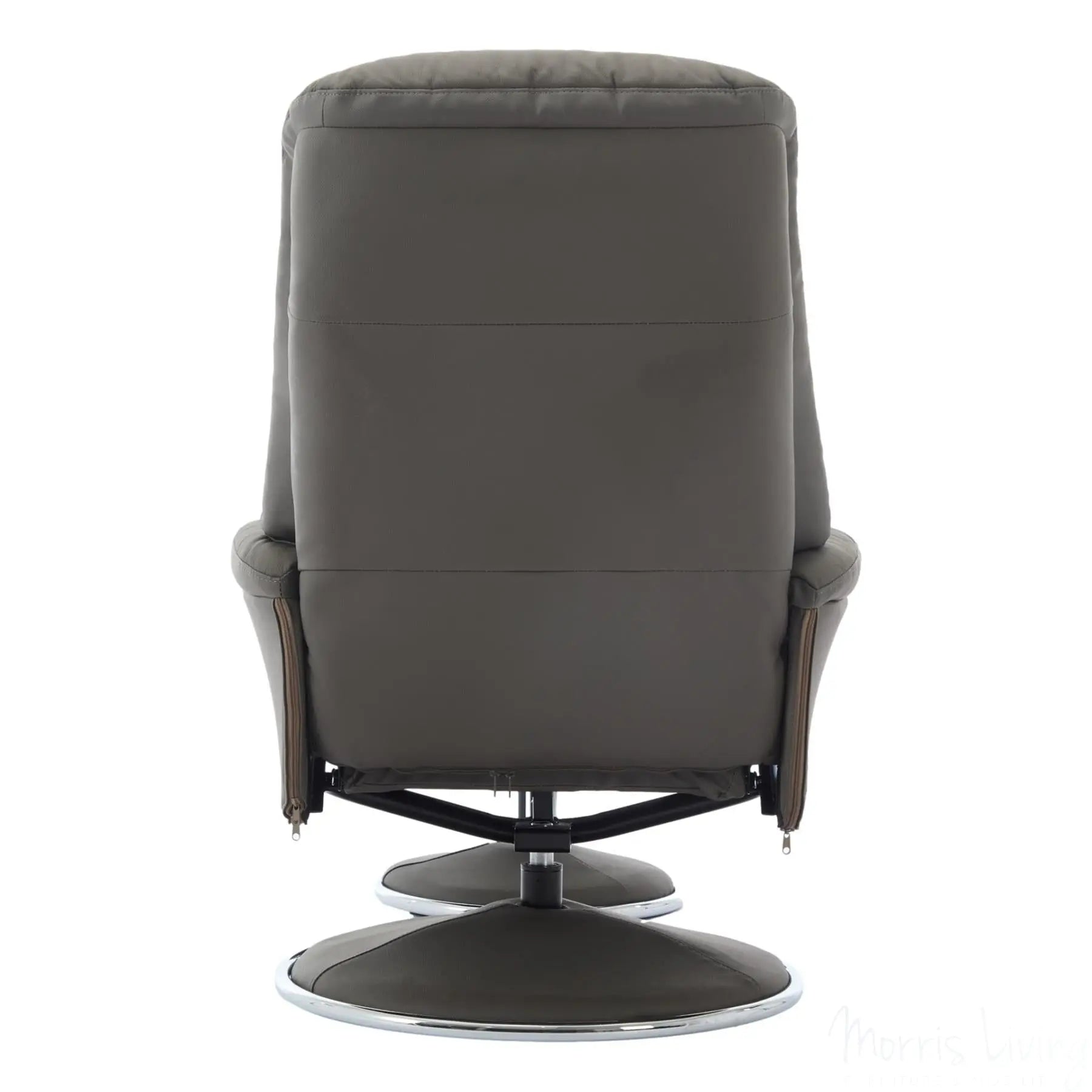 The Lyon - Genuine Leather Swivel Recliner Chair & Footstool in Cinder Grey Morris Living