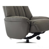 The Lyon - Genuine Leather Swivel Recliner Chair & Footstool in Cinder Grey Morris Living - thumbnail 8