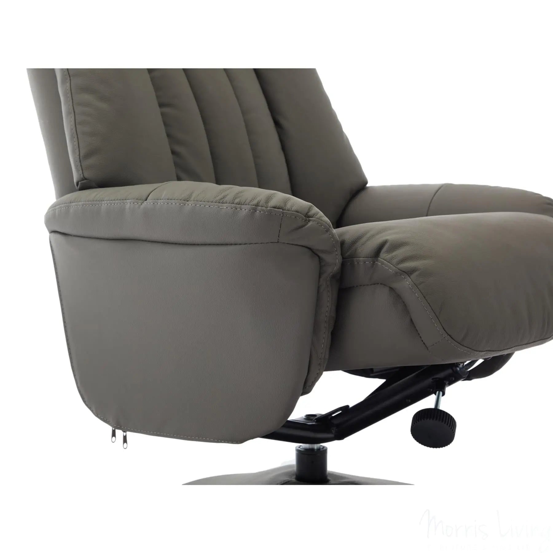 The Lyon - Genuine Leather Swivel Recliner Chair & Footstool in Cinder Grey Morris Living