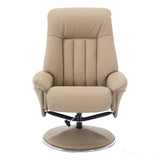 The Lyon - Genuine Leather Swivel Recliner Chair & Footstool in Pebble Cream Morris Living - thumbnail 3
