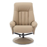 The Lyon - Genuine Leather Swivel Recliner Chair & Footstool in Pebble Cream Morris Living