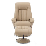 The Lyon - Genuine Leather Swivel Recliner Chair & Footstool in Pebble Cream Morris Living