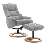 The Mandalay Swivel Recliner Chair & Footstool in ChaCha Dove Grey Fabric Morris Living