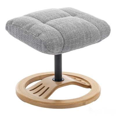 The Mandalay Swivel Recliner Chair & Footstool in ChaCha Dove Grey Fabric Morris Living