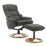 The Mandalay Swivel Recliner Chair & Footstool in ChaCha Fern Green Fabric Morris Living - thumbnail 3