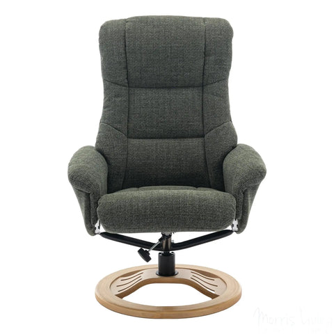 The Mandalay Swivel Recliner Chair & Footstool in ChaCha Fern Green Fabric Morris Living - image 7