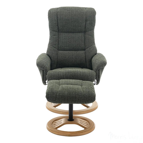 The Mandalay Swivel Recliner Chair & Footstool in ChaCha Fern Green Fabric Morris Living - image 8