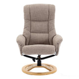 The Mandalay Swivel Recliner Chair & Footstool in ChaCha Oat Fabric Morris Living