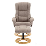 The Mandalay Swivel Recliner Chair & Footstool in ChaCha Oat Fabric Morris Living