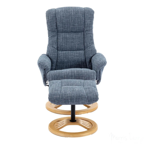 The Mandalay Swivel Recliner Chair & Footstool in ChaCha Ocean Blue Fabric Morris Living - image 6