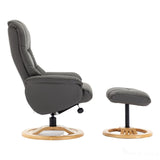 The Mandalay Swivel Recliner Chair & Footstool in Cinder Genuine Leather Morris Living - thumbnail 4