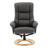 The Mandalay Swivel Recliner Chair & Footstool in Cinder Genuine Leather Morris Living - thumbnail 6
