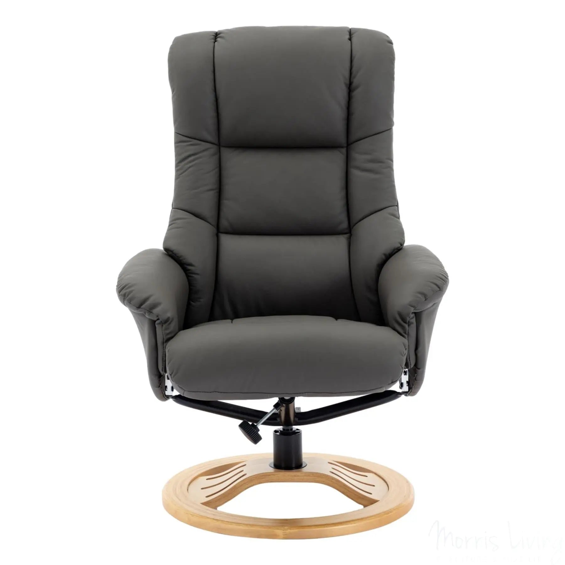 The Mandalay Swivel Recliner Chair & Footstool in Cinder Genuine Leather Morris Living