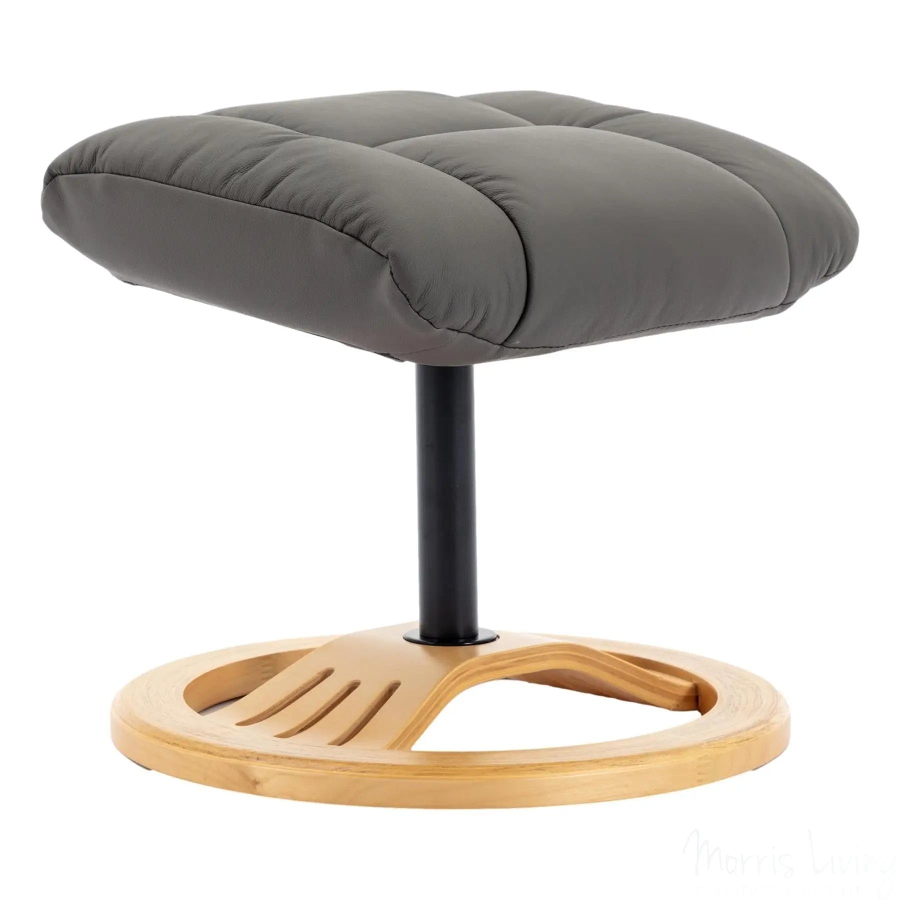 The Mandalay Swivel Recliner Chair & Footstool in Cinder Genuine Leather Morris Living