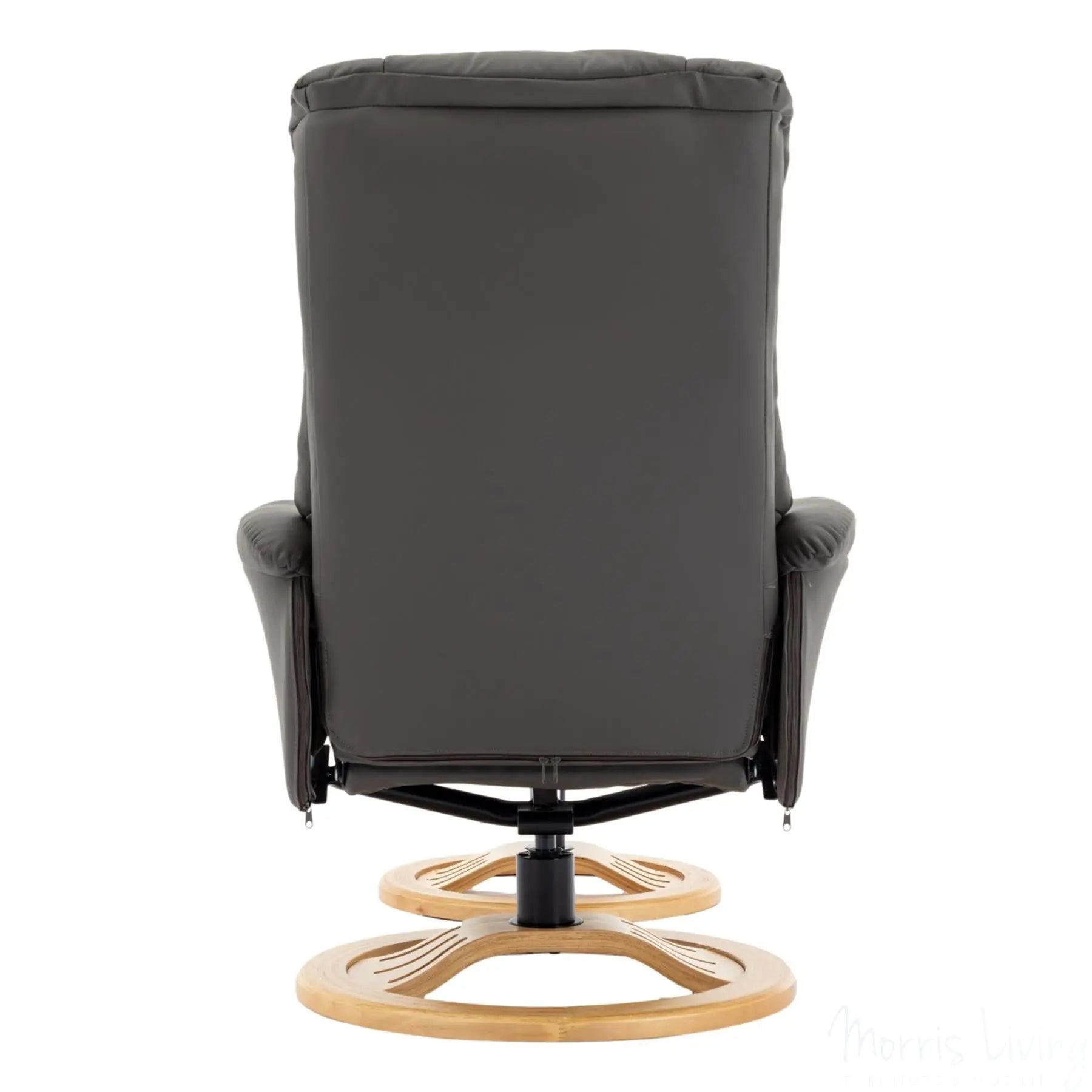 The Mandalay Swivel Recliner Chair & Footstool in Cinder Genuine Leather Morris Living