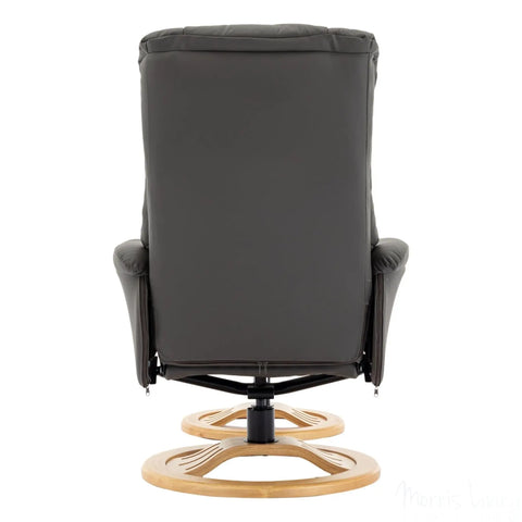 The Mandalay Swivel Recliner Chair & Footstool in Cinder Genuine Leather Morris Living - image 9