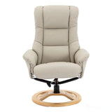 The Mandalay Swivel Recliner Chair & Footstool in Mushroom Genuine Leather Morris Living