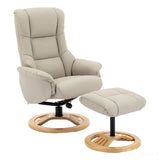 The Mandalay Swivel Recliner Chair & Footstool in Mushroom Genuine Leather Morris Living - thumbnail 1