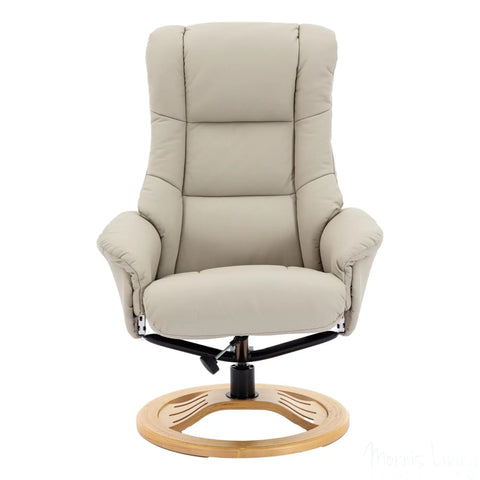 The Mandalay Swivel Recliner Chair & Footstool in Mushroom Genuine Leather Morris Living - image 6