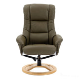 The Mandalay Swivel Recliner Chair & Footstool in Olive Green Genuine Leather Morris Living - thumbnail 6