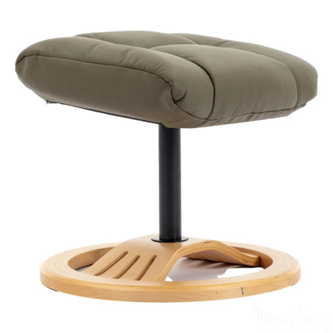 The Mandalay Swivel Recliner Chair & Footstool in Olive Green Genuine Leather Morris Living - image 8