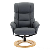 The Mandalay Swivel Recliner Chair & Footstool in Petrol Blue Genuine Leather Morris Living - thumbnail 6