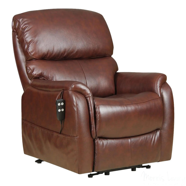 The Montreal - Dual Motor Riser Recliner Electric Mobility Lifting Chair in Chestnut Leather Morris Living - image 1