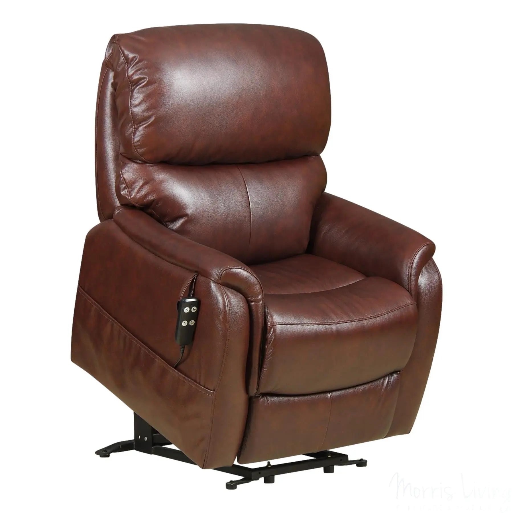 The Montreal - Dual Motor Riser Recliner Electric Mobility Lifting Chair in Chestnut Leather Morris Living
