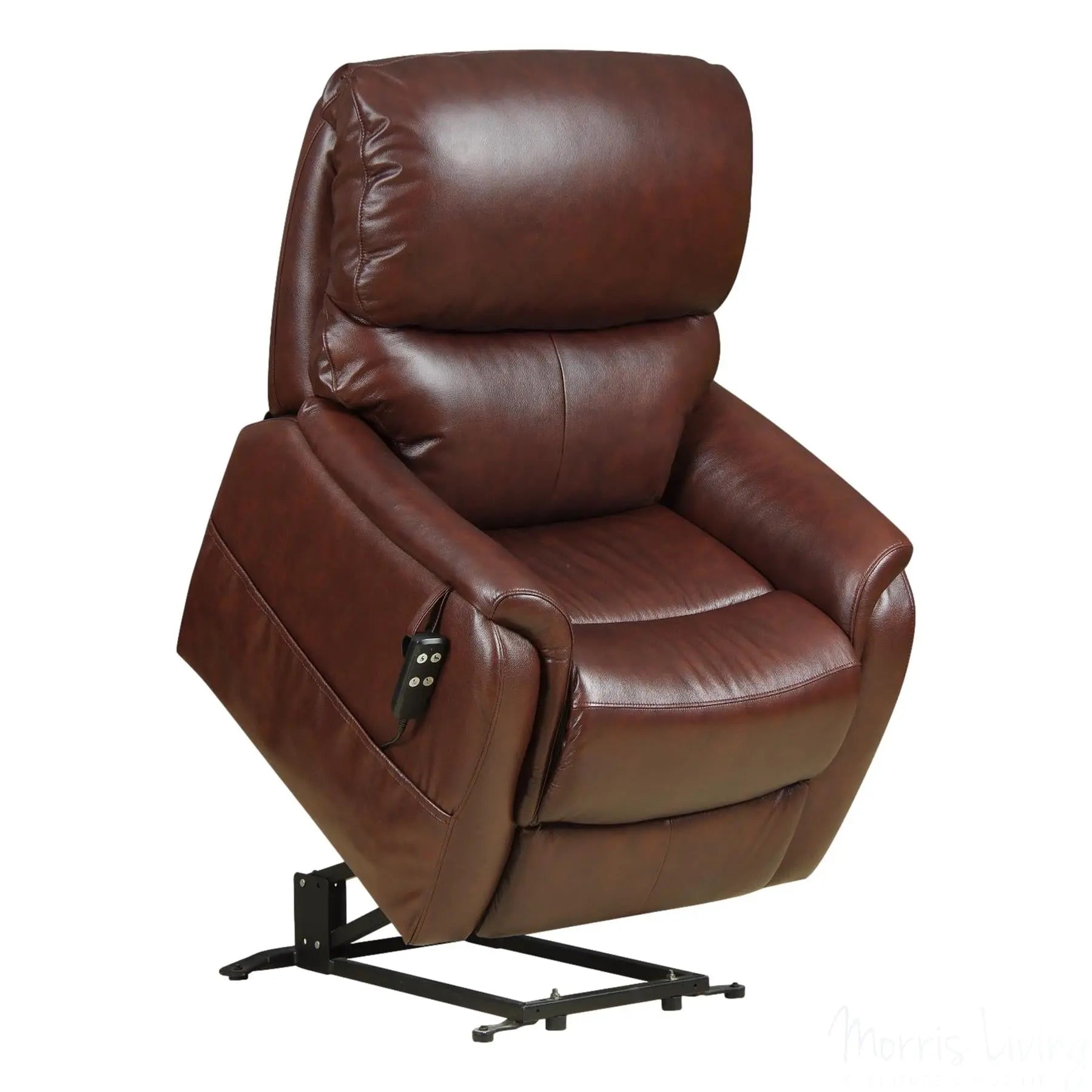 The Montreal - Dual Motor Riser Recliner Electric Mobility Lifting Chair in Chestnut Leather Morris Living
