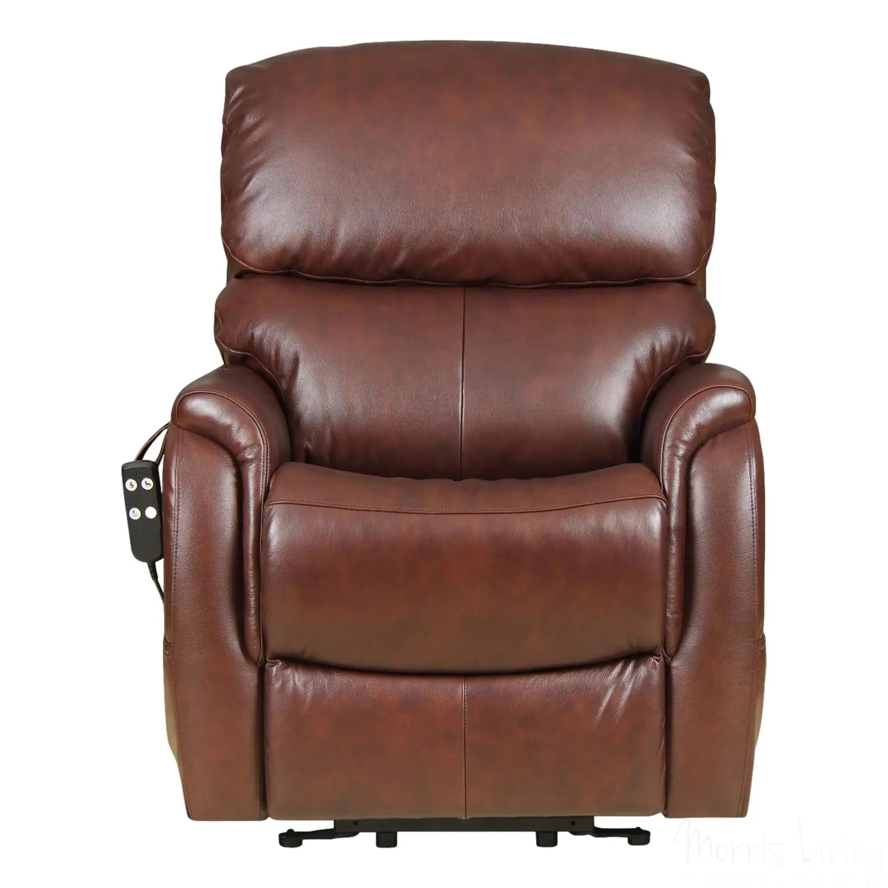 The Montreal - Dual Motor Riser Recliner Electric Mobility Lifting Chair in Chestnut Leather Morris Living
